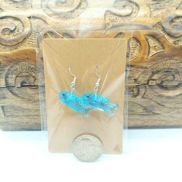 3D Blue Whale Earrings - Picture 4 of 4